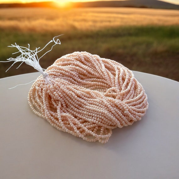 Czech 11/0 Seed Beads – Light Pink Peach Ceylon, 12 Strand Hank