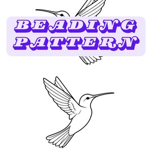 3 Sizes Native Beadwork Printable Mirrored Hummingbirds 2 Template PDF ...