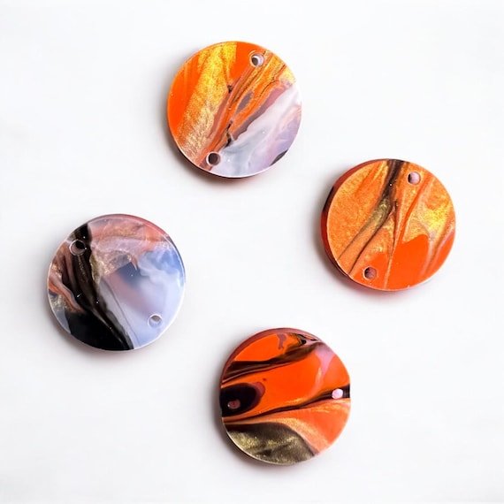 20mm Specialty Acrylic Connectors – Double-Sided – Limited Run – Unique Swirl Pattern – 2 Holes (1.5mm) – 1/8” Thick