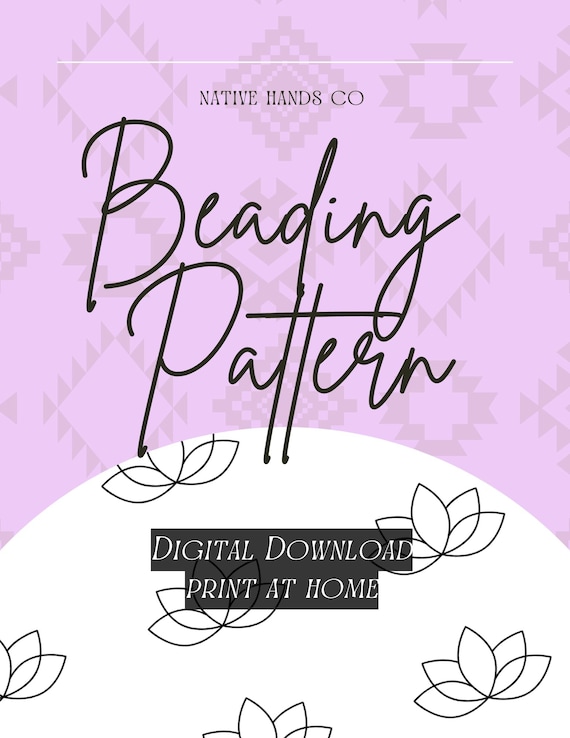 3 sizes native beadwork printable lotus template pdf beading pattern print at home