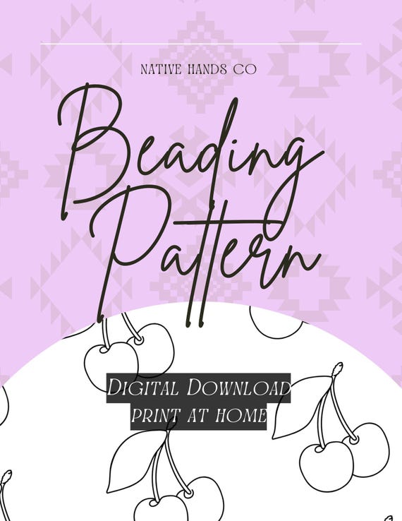 Native beadwork printable cherries template pdf beading pattern print at home