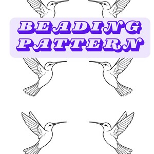 3 Sizes Native Beadwork Printable Mirrored Hummingbirds 2 Template PDF ...