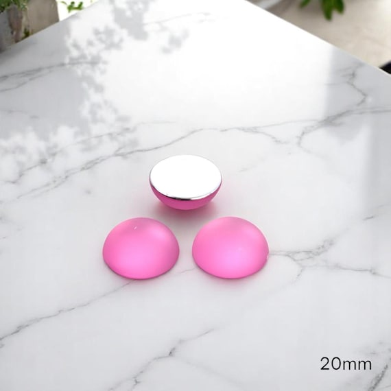 Matte Rose Cabochons, Flat Back Circle, 20mm (Pair)