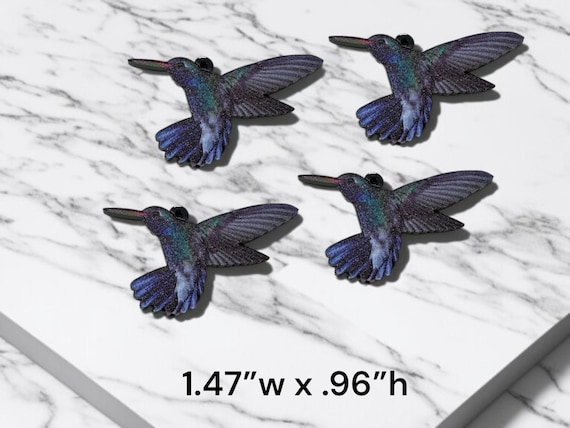 2 pair acrylic hummingbird flat back charms