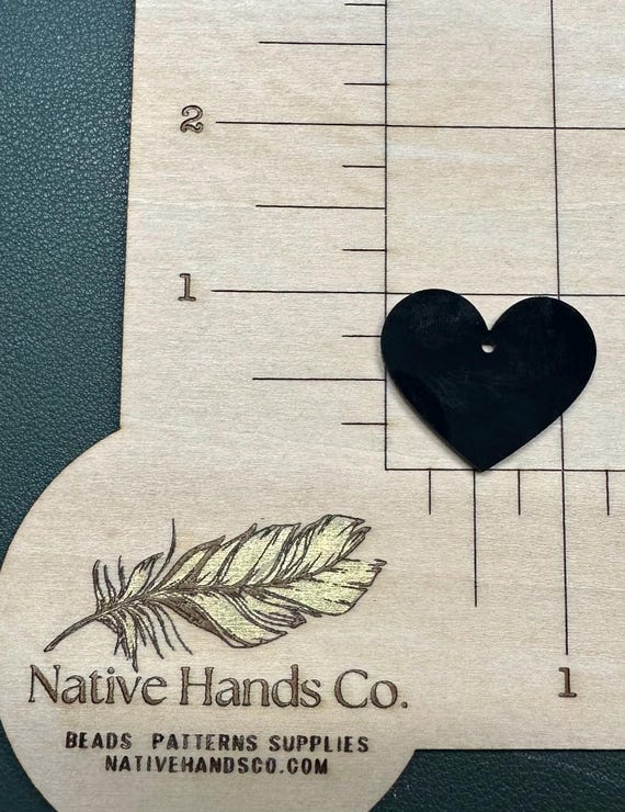 Black Acrylic Heart Cab Cabachon Center Laser Cut SET - Jewelry Craft and Supplies