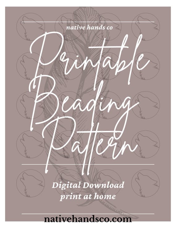 Native beadwork printable howling wolf template 3 SIZES pdf beading pattern print at home