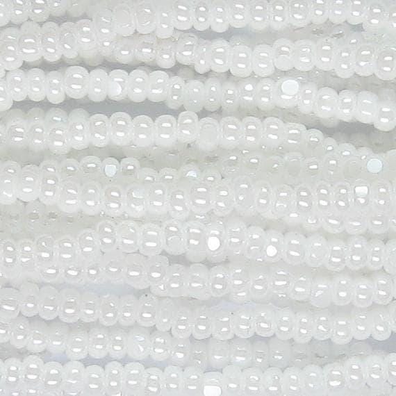 46102  Czech Preciosa 11/0 Seed Beads – Opaque Luster White Pearl Sheen