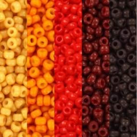 Miyuki 11/0 Seed Bead Set | Chocolate, Maroon, Red, Kumquat, Banana