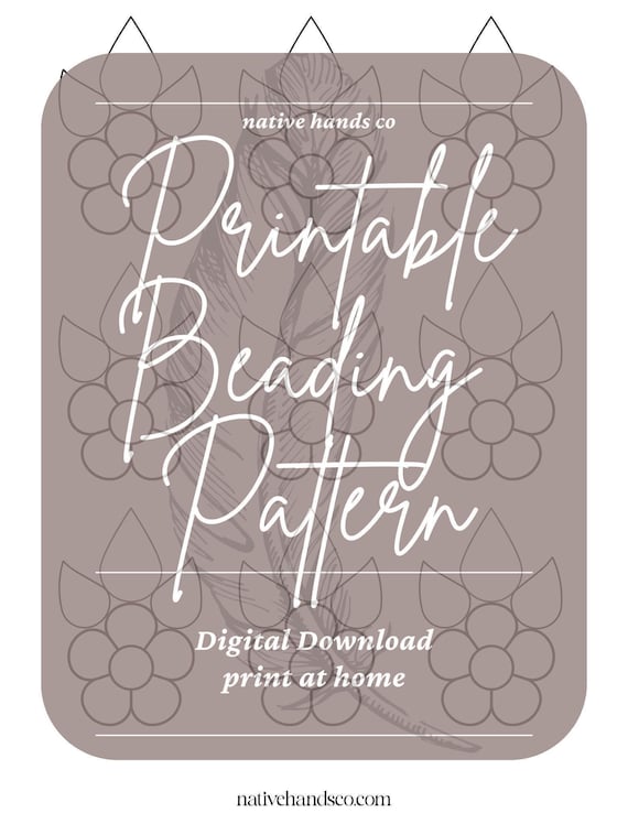 Native beadwork printable large flower leaves pdf beading pattern print at home