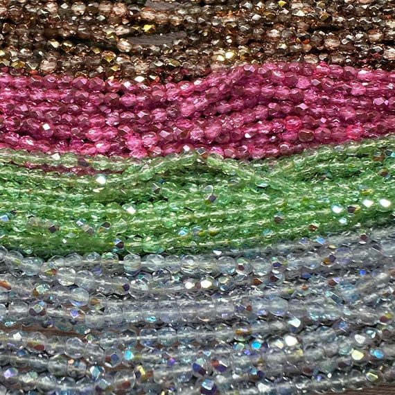 Czech Glass Fire Polish Beads 3MM – Transparent AB Metallic Finish (50 pc)