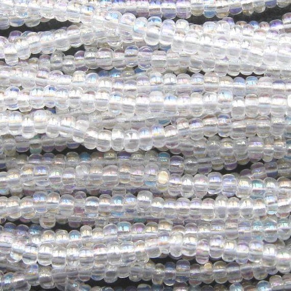 Short Hank Czech Preciosa 11/0 Seed Beads - Transparent Crystal AB Charlotte Cut 37057