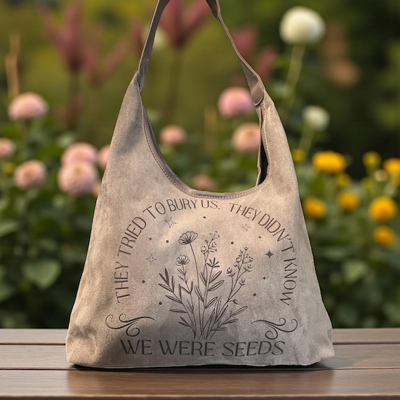 Engraved Faux Suede Hobo Bag – Laser Engraved Shoulder Tote | Native American Owned Gift