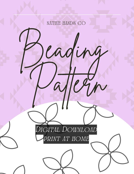 4 petal flower 3 sizes beadwork printable template pdf beading pattern print at home | native owned