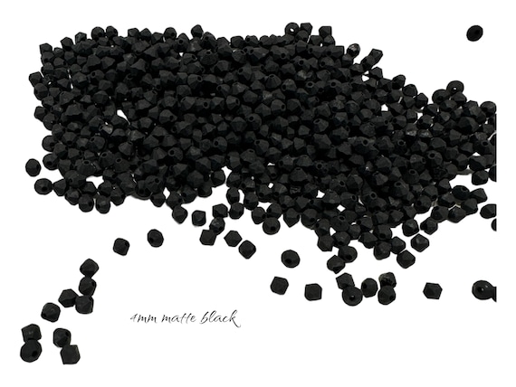 3mm Preciosa Czech Opaque Matte Black Bicone Glass Beads  50 ct | Ships from the US!| Native Owned