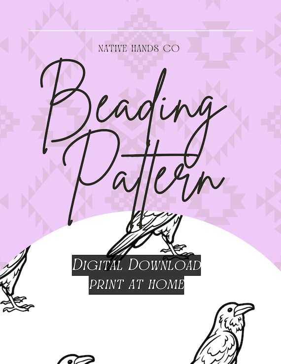 2 sizes Native Beadwork Printable Bird Crow Template PDF Beading Pattern Print At Home