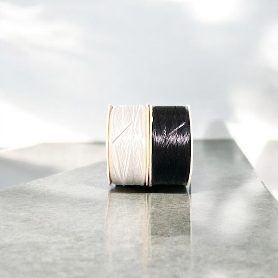 Nymo beading thread – size d – white & black – 64 yards each  (2 spool package)