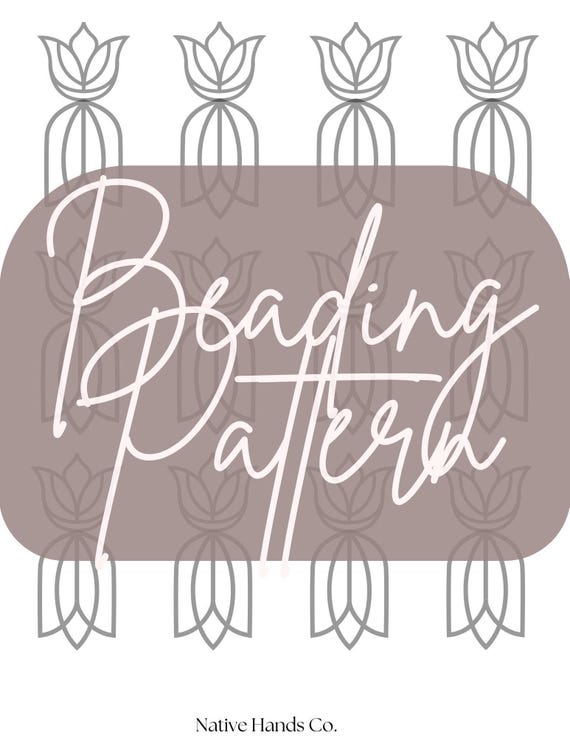 Native beadwork printable long floral  flat stitch template pdf beading pattern print at home
