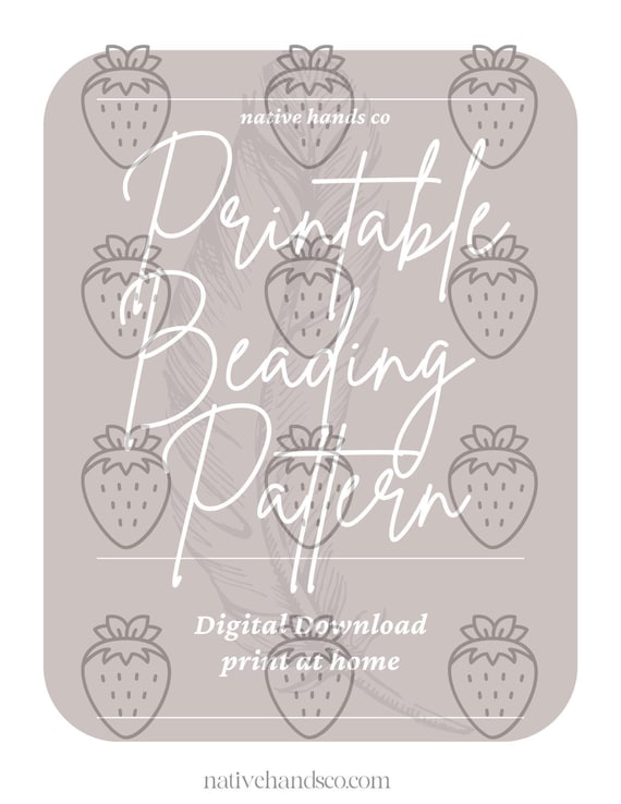 Native beadwork printable strawberry template pdf beading pattern print at home