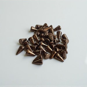 Czech Spike Glass Beads 5x8 mm, Chocolate Bronze, Hematite, Yellow (25 pc)