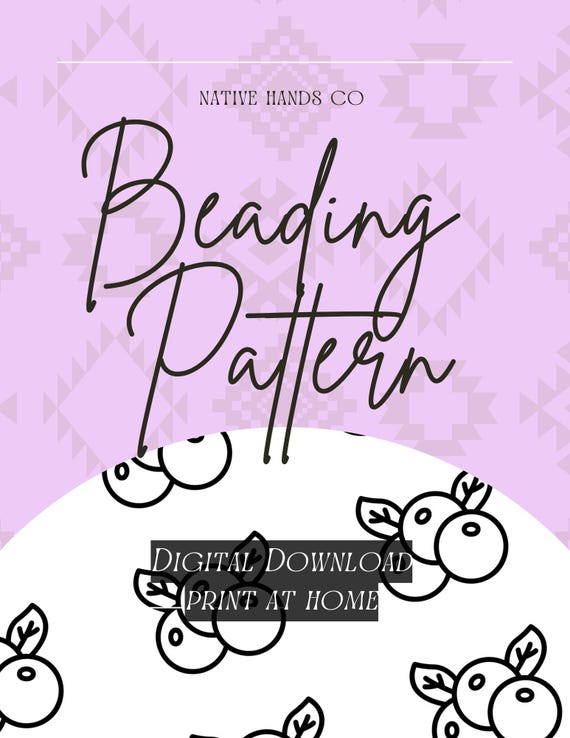 Native beadwork printable blueberry set fruit template pdf beading pattern print at home