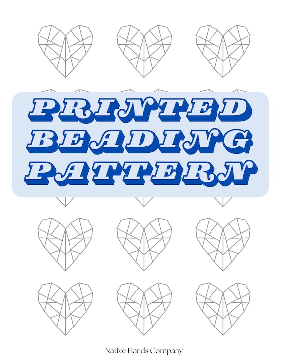 Printed native beadwork heart beading pattern | indigenous owned