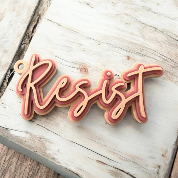 Custom RESIST 3D Printed Keychain | Purse Charm