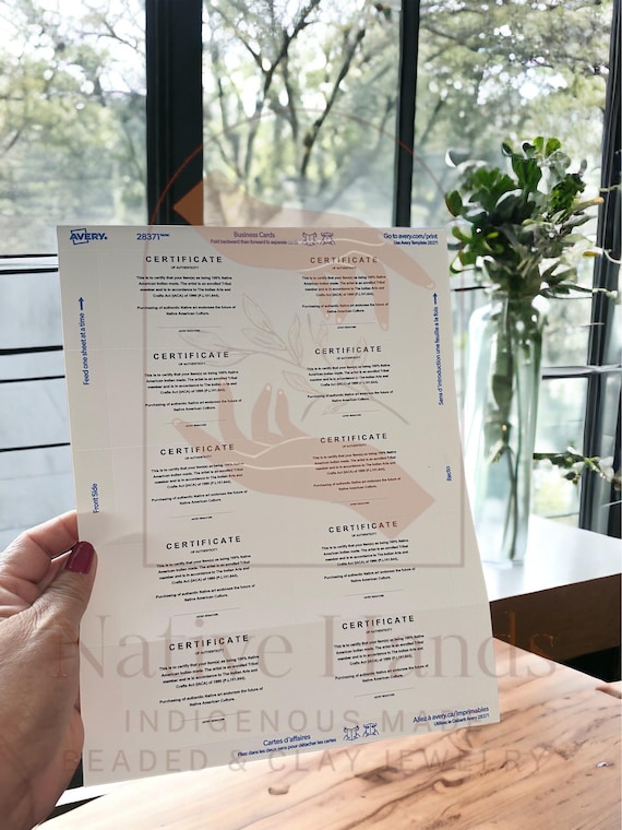 Indian act certificate of authenticity for native american artists  coa digital product png pdf