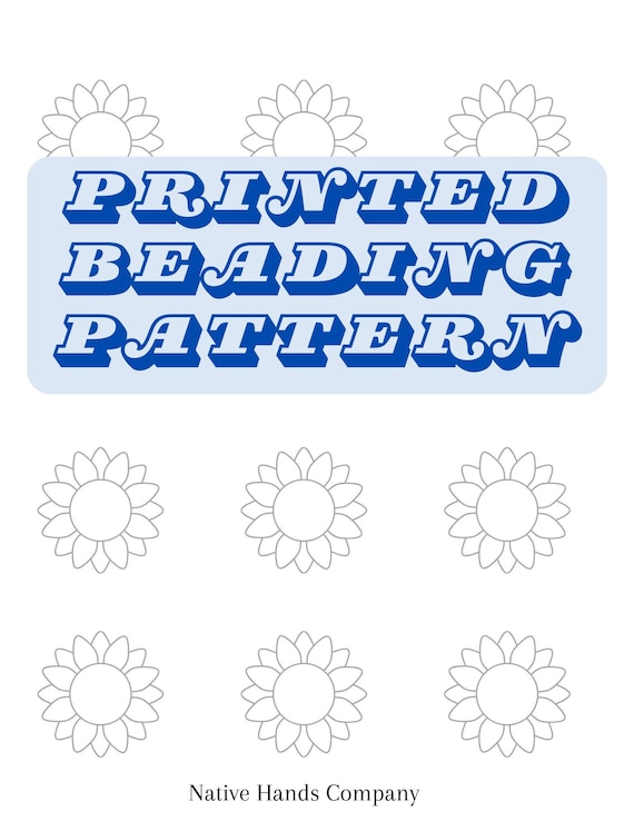 Printed native beadwork  sunflower beading pattern