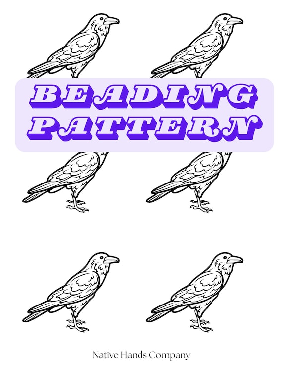 2 sizes Native Beadwork PRINTED Crow Raven Template Beading Pattern