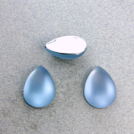 Pear Shape Matte Flat Foil  Back Cabochon cab 18Mm Lunasoft Light Blue (Sapphire)
