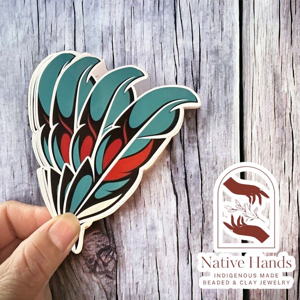 Native Indigenous Haida Style Feather Glossy Sticker