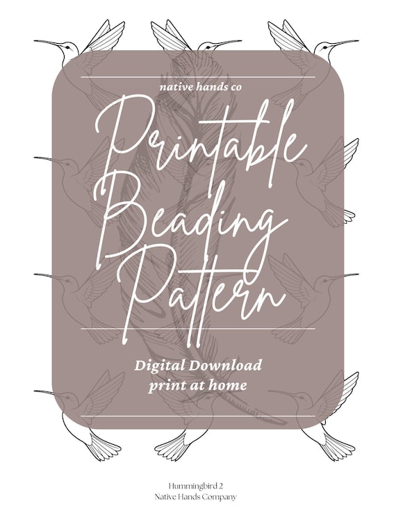 FLAT Hummingbird Beading Pattern: Native Beadwork Template (PDF Download)