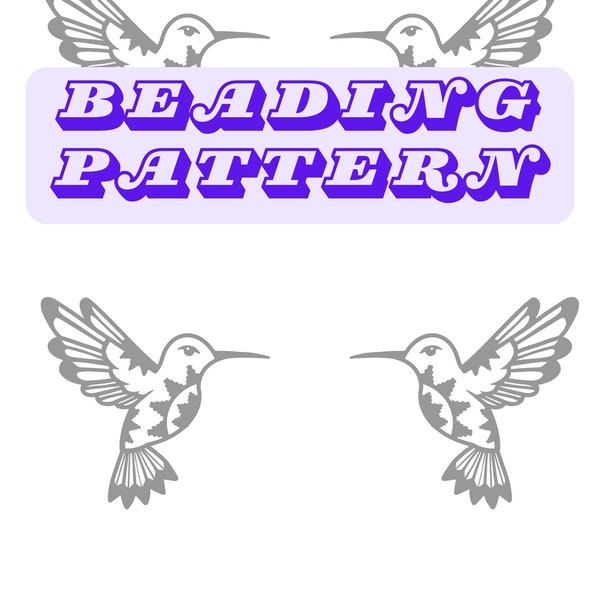 3 sizes Native Beadwork Printable Mirrored Hummingbirds Template PDF Beading Pattern Print At Home