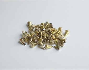 30 5x8mm czech baby spike thorn glass beads crystal gold