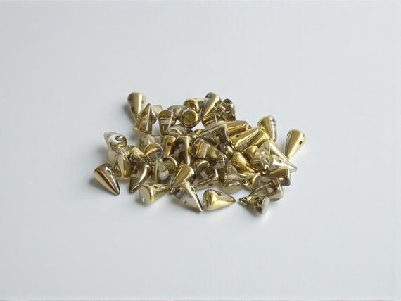 30 5x8mm czech baby spike thorn glass beads crystal gold