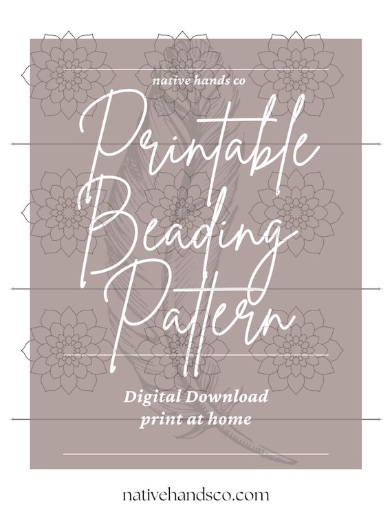 Native beadwork printable floral 3 flat stitch template pdf beading pattern print at home