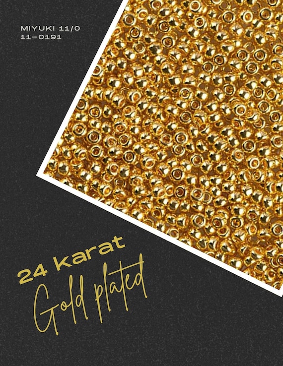 Miyuki luxury 11/0 seed beads 0191 24 karat light gold plated  | indigenous owned shop
