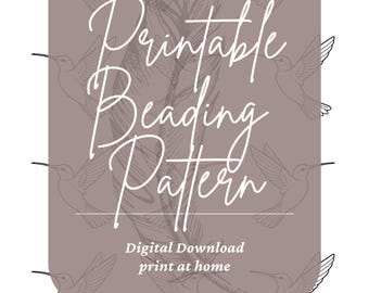 3 sizes Native Beadwork Printable Mirrored Hummingbirds 2 Template PDF Beading Pattern Print At Home
