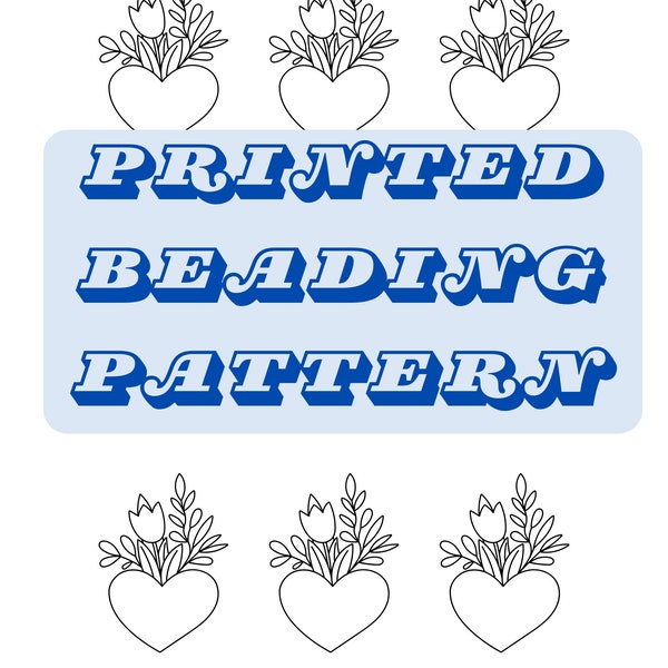 PRINTED Native Beadwork Heart And Flowers Floral Template Beading Pattern