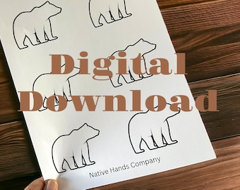 Native beadwork printable bear template pdf beading pattern print at home