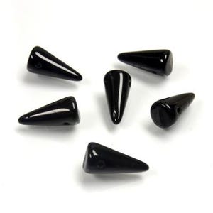 Czech Pressed Spike Thorn Glass Beads 5x10 mm Black Opaque, Crystal Clear,  Opaque White USA Shipping