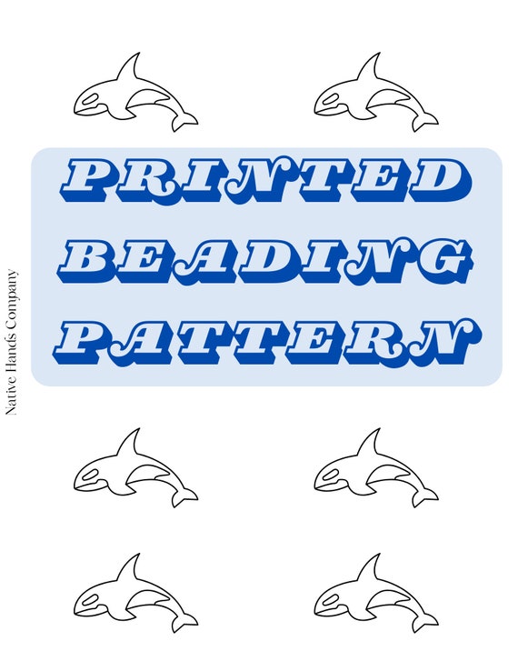 Native Beadwork Printed Orca Killer Whale Template PDF Beading Pattern  2 Pages