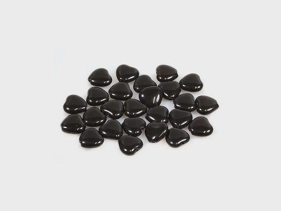 Czech Pressed Glass Heart Beads 11x11mm | Glass Heart Beads for Jewelry Making | Limited Quantity | 20 or 30 Beads
