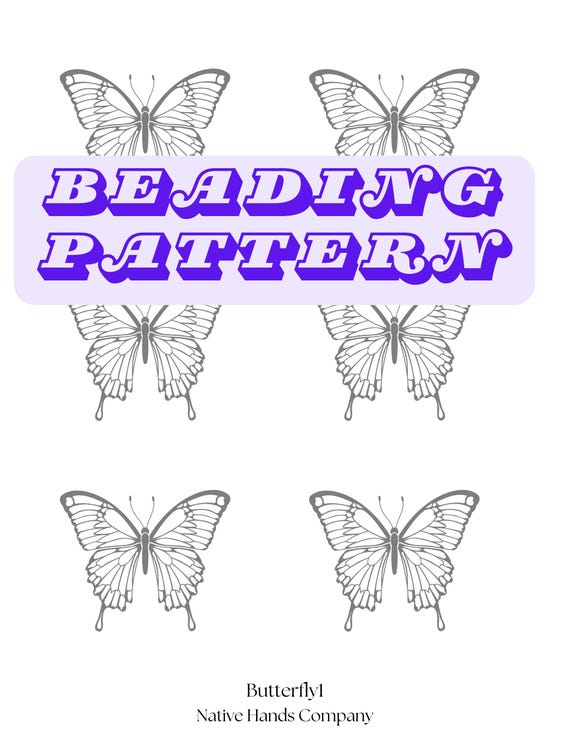 2 sizes native beadwork printable butterfly swallowtail template pdf beading pattern print at home