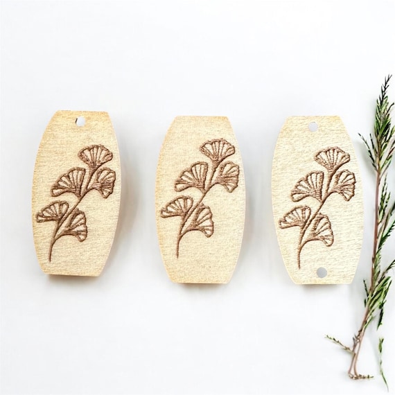 Ginko Biloba Wood Beading Cabochon Cab Centers