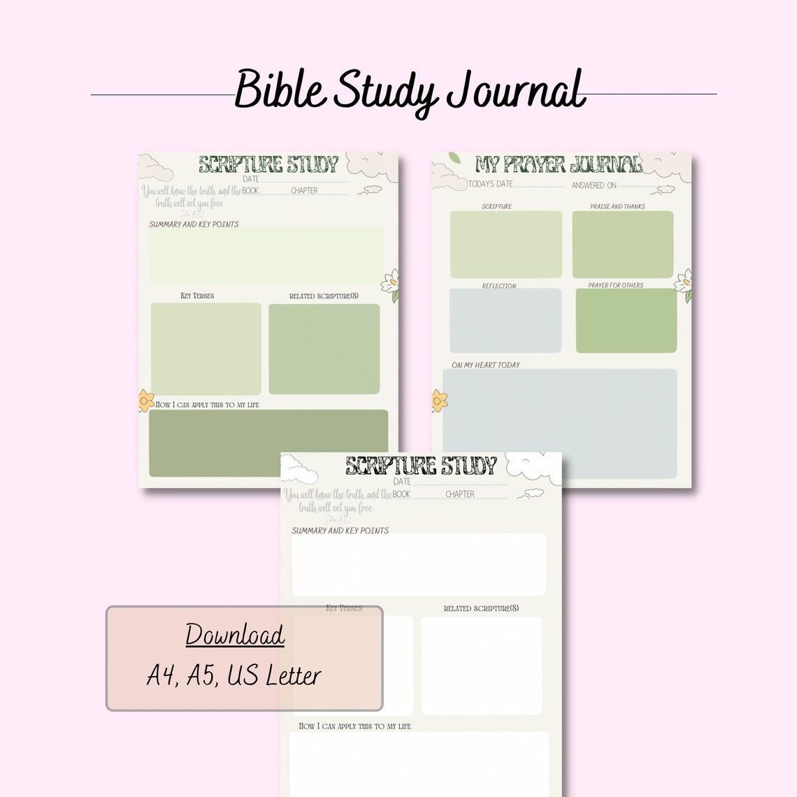 Printable Bible Study Journal Page | PDF Bible Study Page | Bible Notes ...