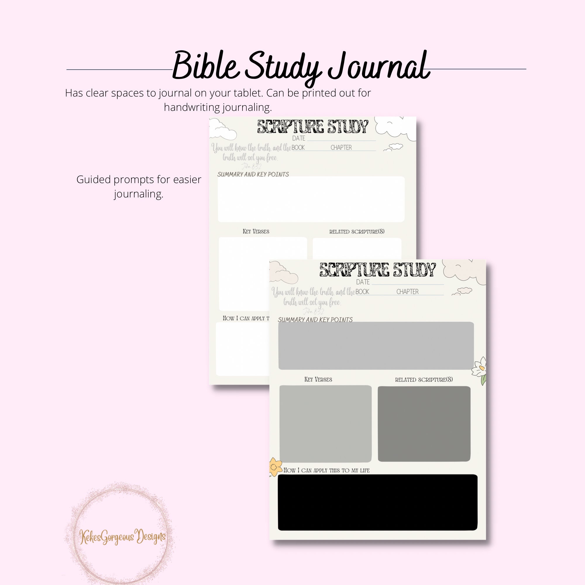 Printable Bible Study Journal Page | PDF Bible Study Page | Bible Notes ...