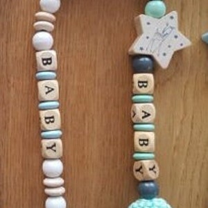 Dummy chain with name, motif disc forest animals blue