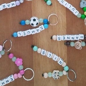 Keychain with beads of light, Name pendant, Ranzenbaumler, Taschenbaumler with name