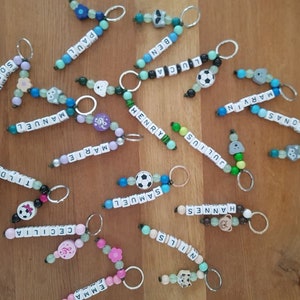 Keychain with beads of light, Name pendant, Ranzenbaumler, Taschenbaumler with name